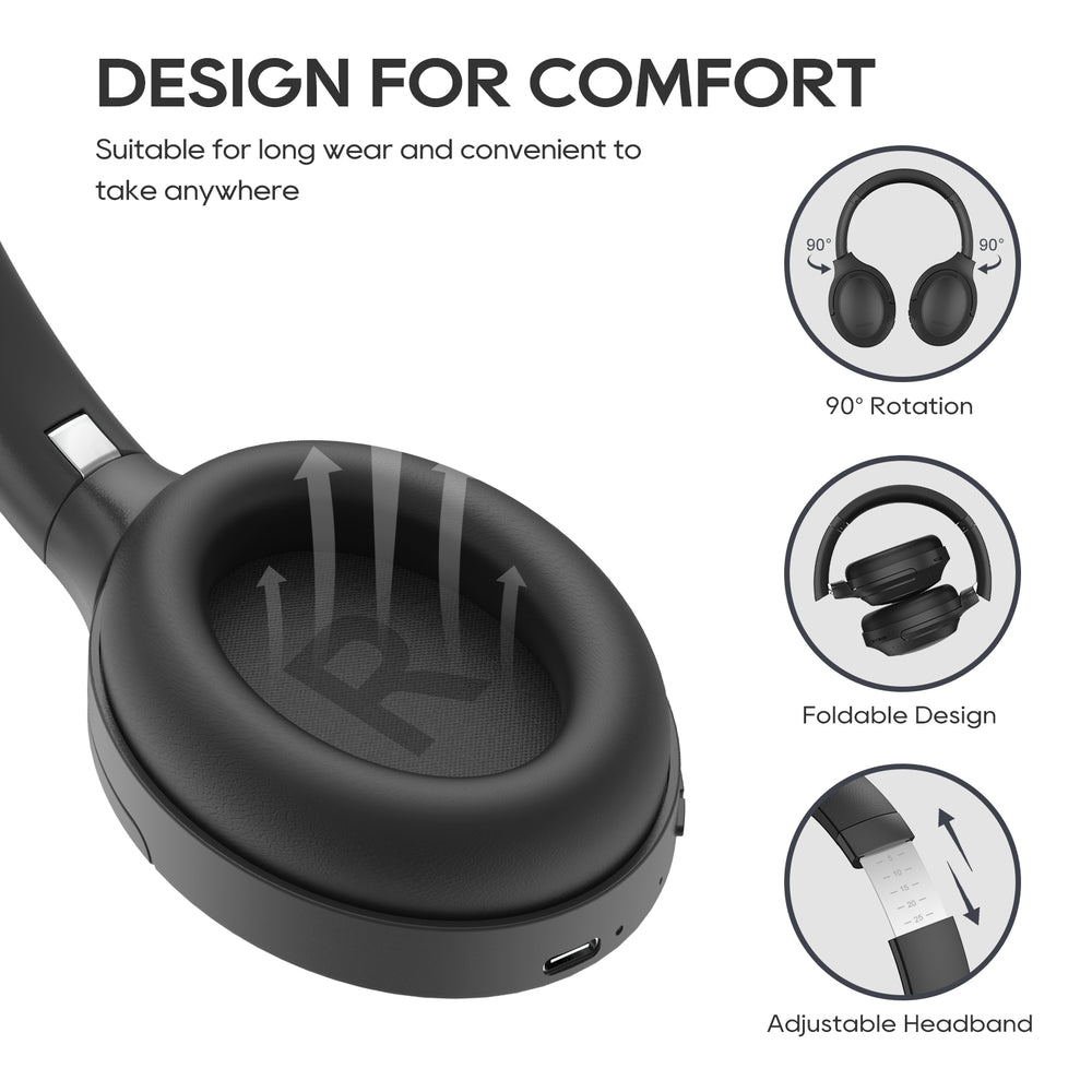 NiceComfort 45-Active Noise Cancelling Headphones with Transparency Mode